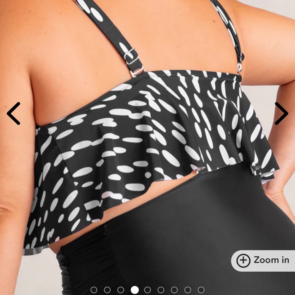 Shapermint Black and White Ruffled Bikini Top. NWT - Picture 3 of 6